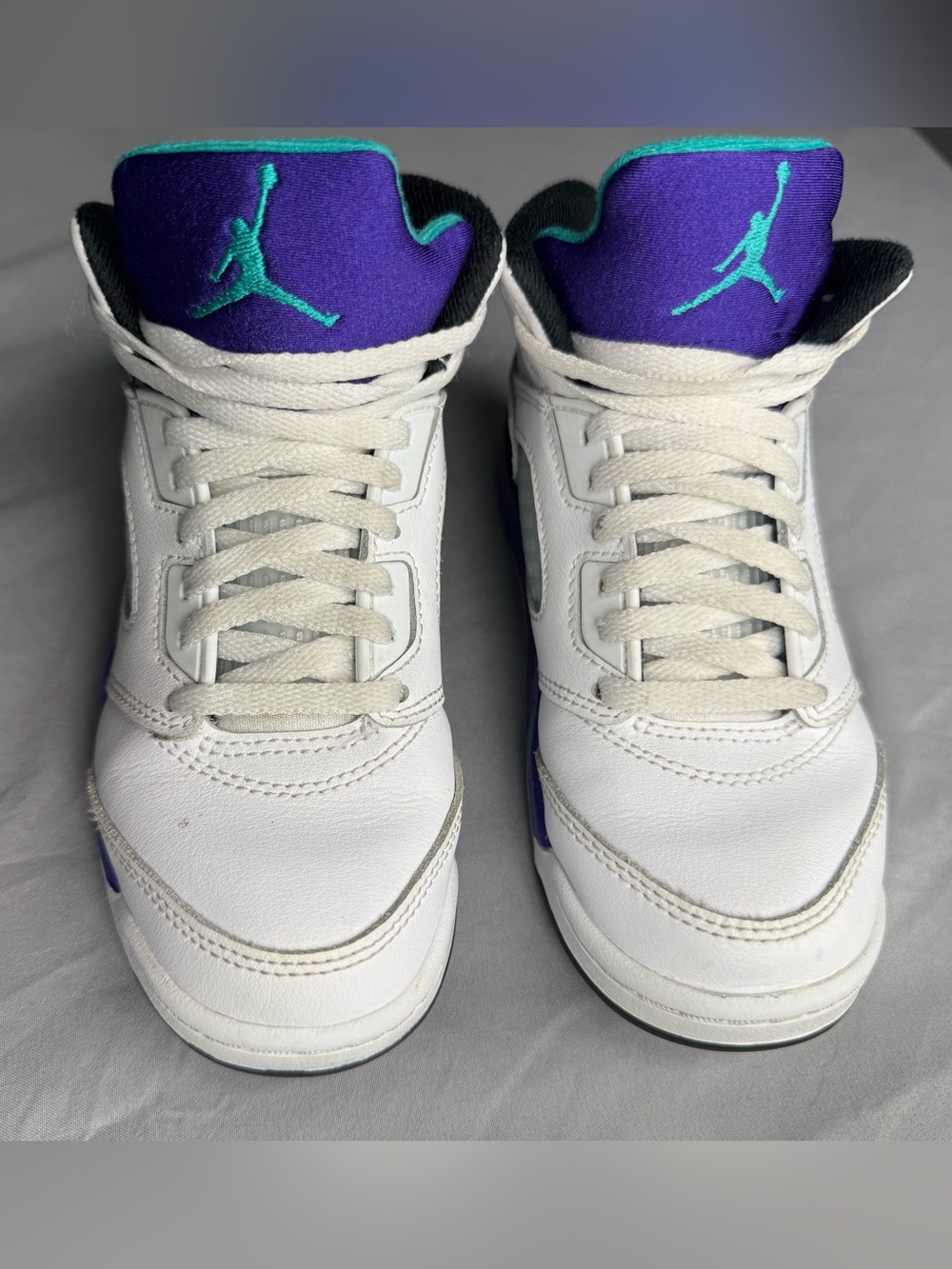 Kids Unisex Jordan 5 Retro OG Purple Teal Size 13.5c EXCELLENT CONDITION wt Box